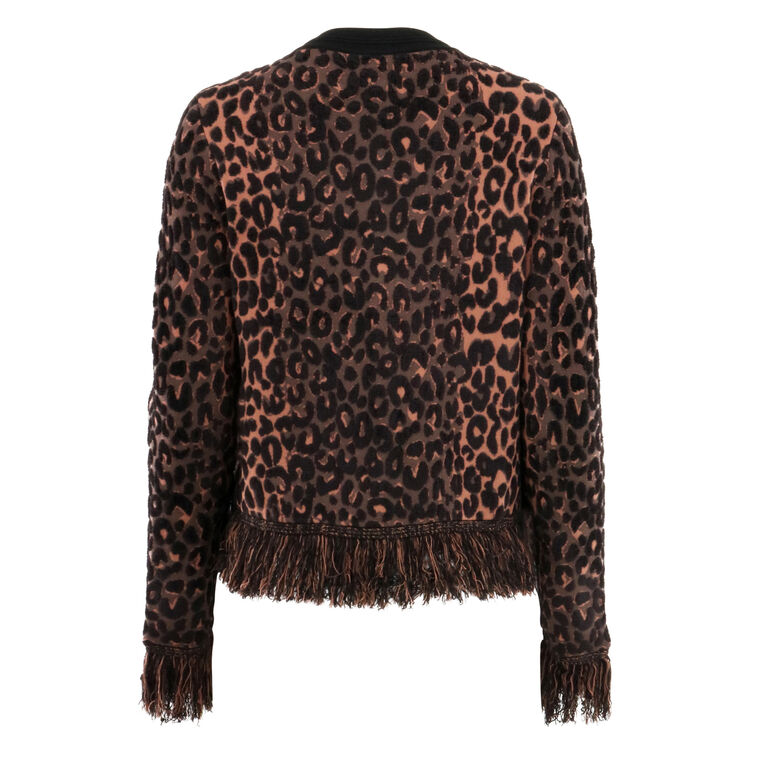 Leopard Fringe Cardigan Jacket image number null