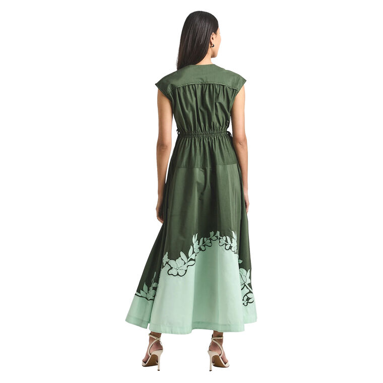 Nara Cotton Poly Poplin Applique Dress image number null