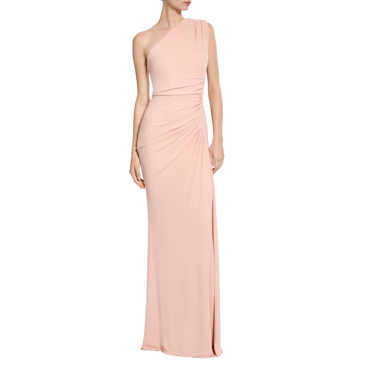 One-Shoulder Ruched Jersey Gown image number null