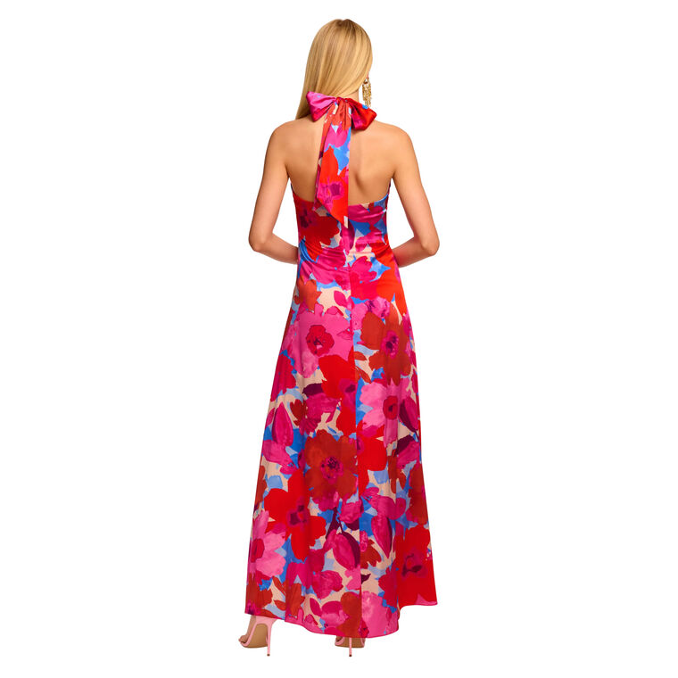 Darbie Silk Plunging Halter Gown image number null