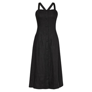 Danika Sleeveless Fit-And-Flare Linen Midi Dress