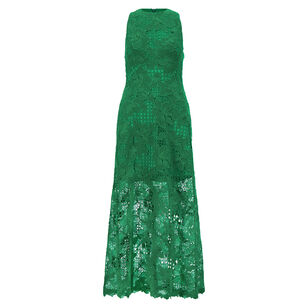 Sleeveless Lattice Guipure Lace Midi Dress