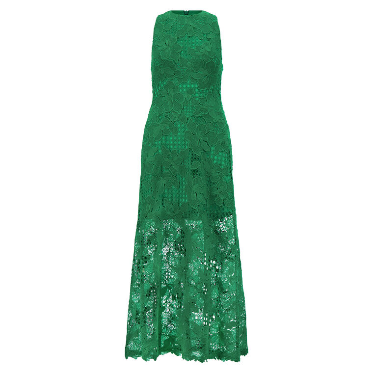 Sleeveless Lattice Guipure Lace Midi Dress image number null