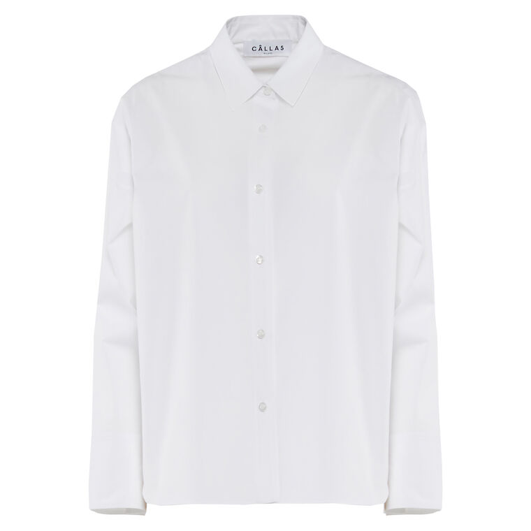 Sirene Poplin Button Front Silk Back Blouse image number null