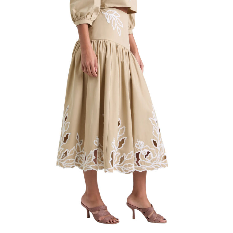 Tilda Trailing Peonies Midi Skirt image number null
