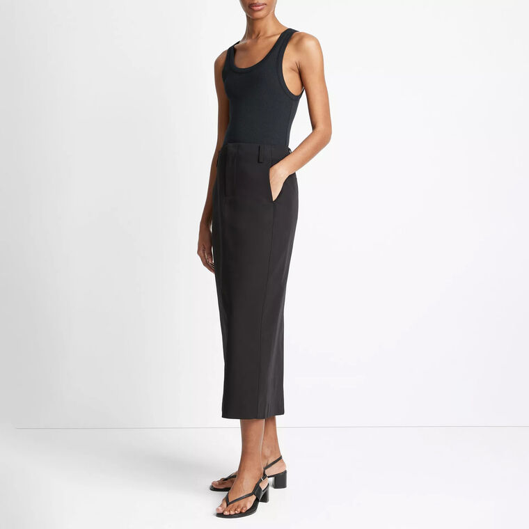 Cotton Low-Rise Straight Trouser Skirt image number null