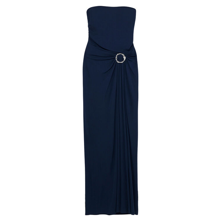 Emma Strapless Bustier Gathered Jersey Gown image number null
