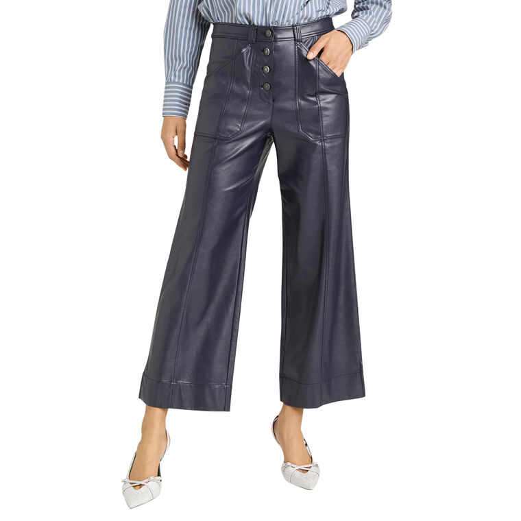 Benji Vegan Leather Patch Pocket Wide-Leg Pant image number null
