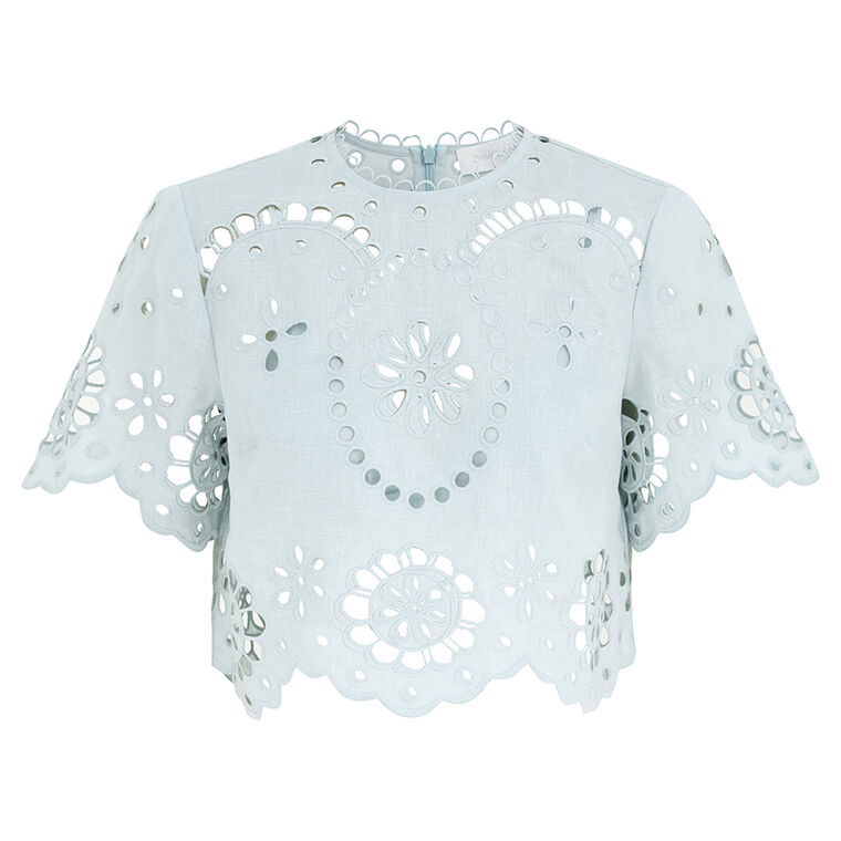 Awaken Short Sleeve Embroidered Bodice Top image number null