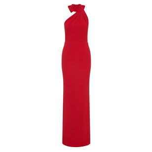 Raziel Asymmetrical Halterneck Column Gown