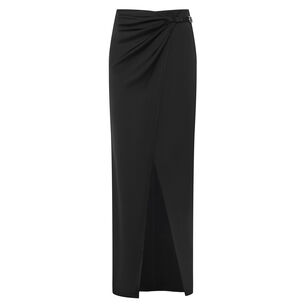 Emmarie Satin Buckle Wrap Maxi Skirt