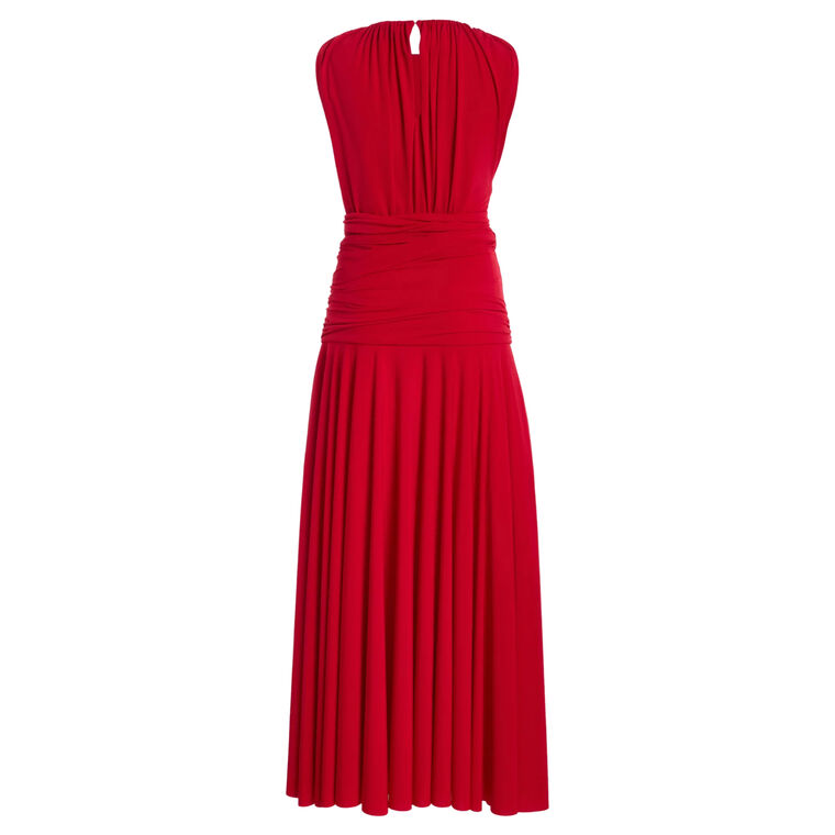 The Isadora Draped Jersey Midi Dress With Knot image number null