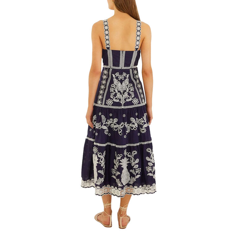 Richelieu Embroidered Organic Cotton Midi Dress image number null