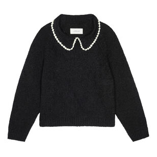 The Crochet Collar Long Sleeve Pullover Sweater