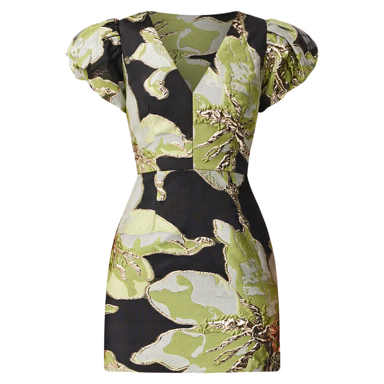 Elysia Cap Sleeve V-Neck Jacquard Mini Dress image number null