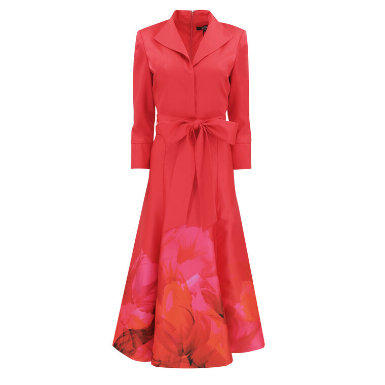 Taffeta Cocktail Dress With Full Skirt And Sash image number null