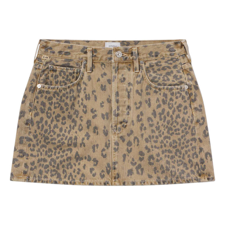 Ramona Cheetah Denim Mini Skirt image number null
