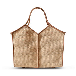 Calella Squared Medium Raffia Leather-Trimmed Tote Bag