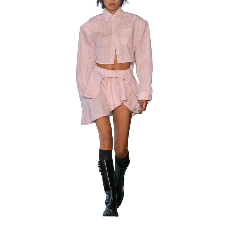 Randall Stripe Cotton Cropped Button Down image number null