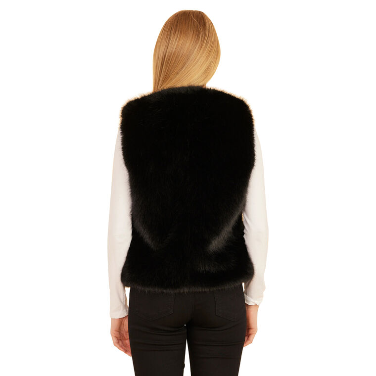 Faux Fur Lux Vegan Leather Trimmed Vest image number null
