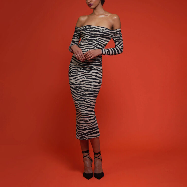 Yu Zebra Print Midi Dress image number null