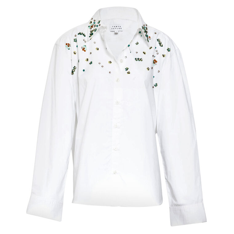 Margaux Embellished Long Sleeve Button-Up Top image number null