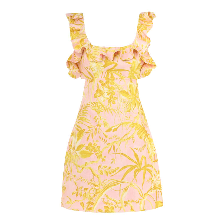 Golden Ruffle Mini Dress image number null