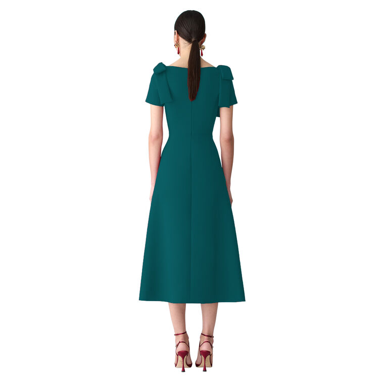 Bow-Shoulder Short Sleeve A-Line Midi Dress image number null