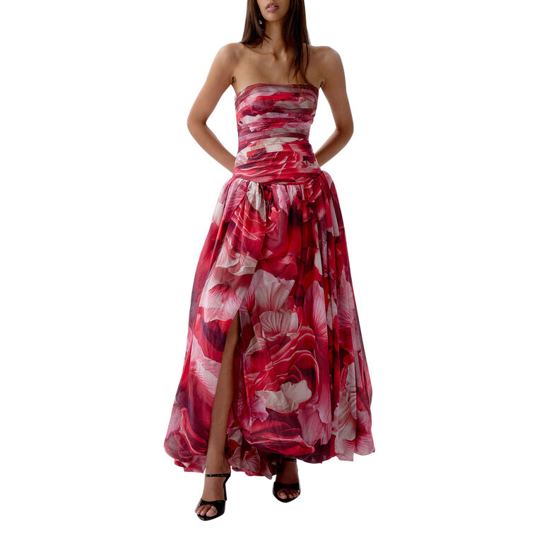 Flora Strapeless Bubble Hem Gown image number null