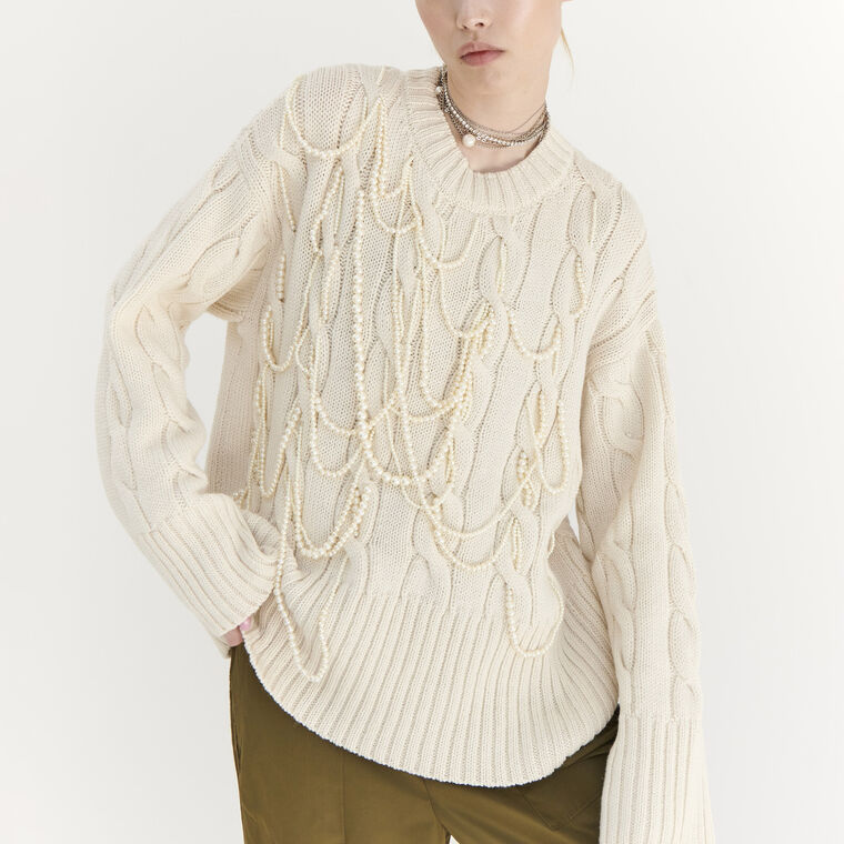 Pearl Detail Knit Sweater image number null
