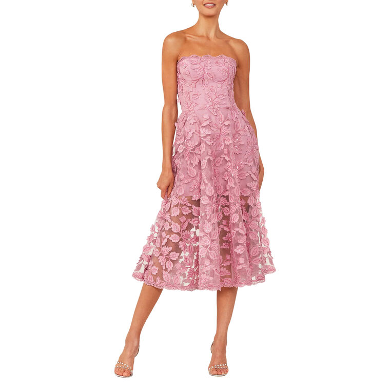 Florence 3D Floral Strapless Midi Dress image number null