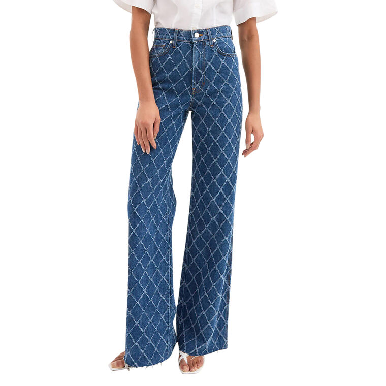 Taylor Diamond Printed Wide-Leg Jean image number null
