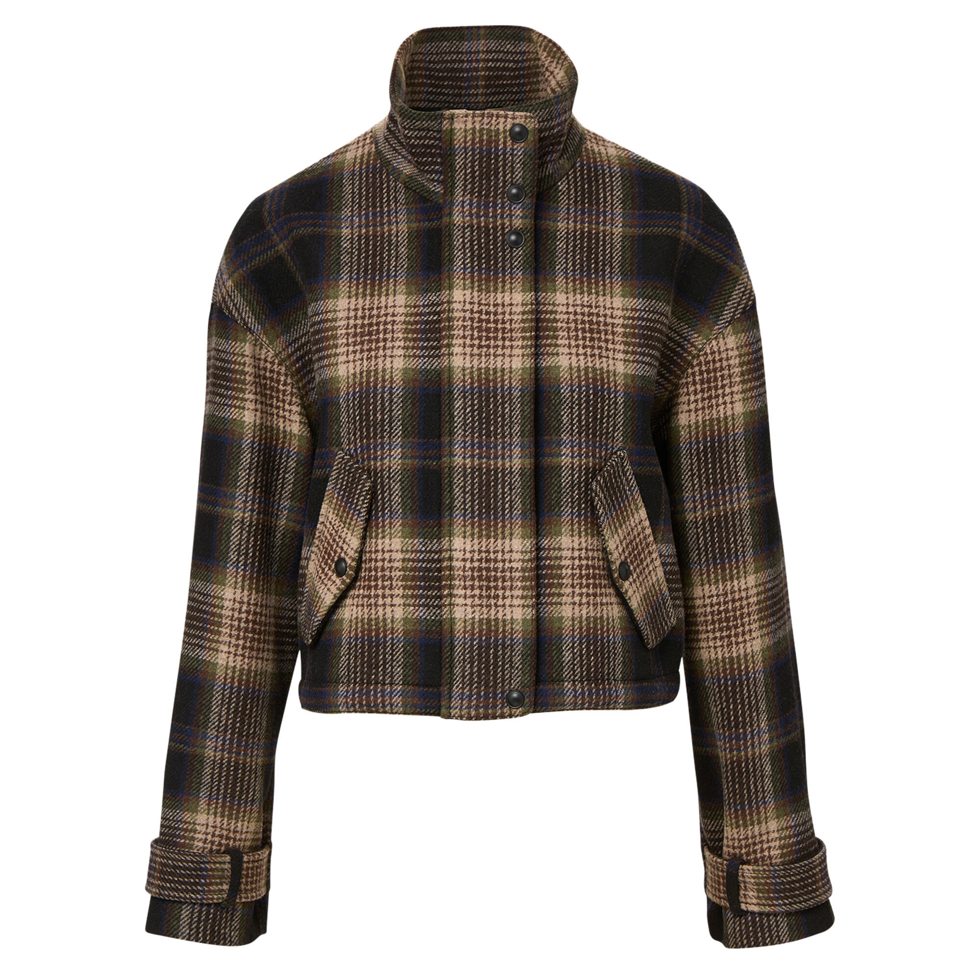 Veronica Beard Bateman Plaid Funnel Neck Jacket | Tootsies