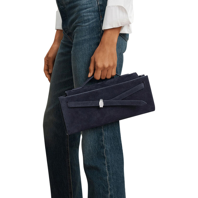 Suede Dash Top Handle Clutch image number null