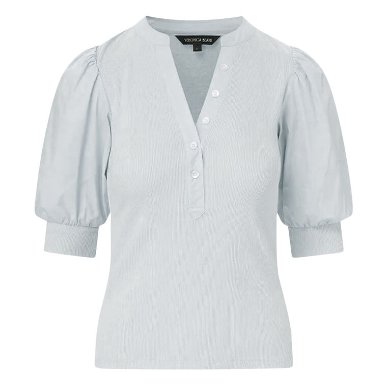 Coralee Ribbed Knit Puff Sleeve Top image number null