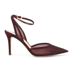 Suede Organza Ankle-Strap Pump
