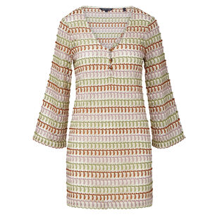 Novein Bell-Sleeve Crochet Mini Dress
