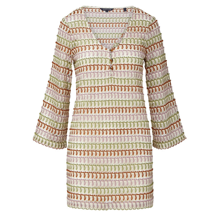 Novein Bell-Sleeve Crochet Mini Dress image number null