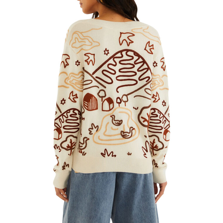 Long Sleeve Countryside Cornelli Buttoned Knit Cardigan image number null