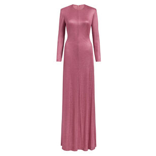 Aurora Metallic Knit Full Length Long Sleeve Gown