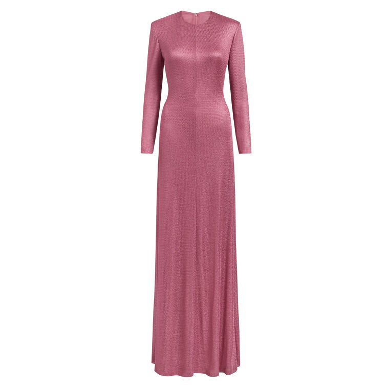 Aurora Metallic Knit Full Length Long Sleeve Gown image number null