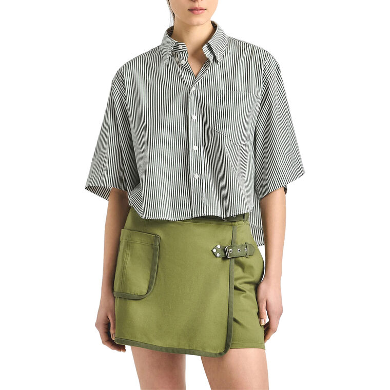 Ember Short Sleeve Cropped Button Front Shirt image number null