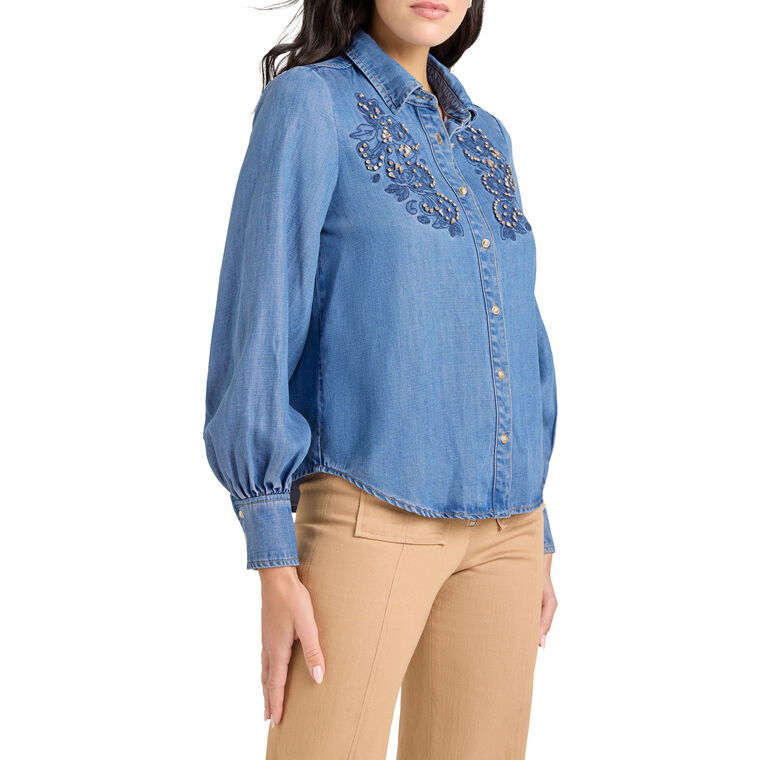 Juliette Rhinestone Embellished Long Sleeve Top image number null