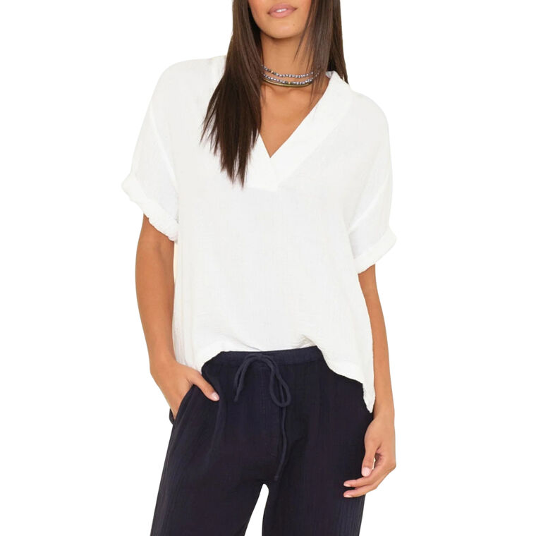 Avery Short Sleeve V-Neck Gauze Top image number null