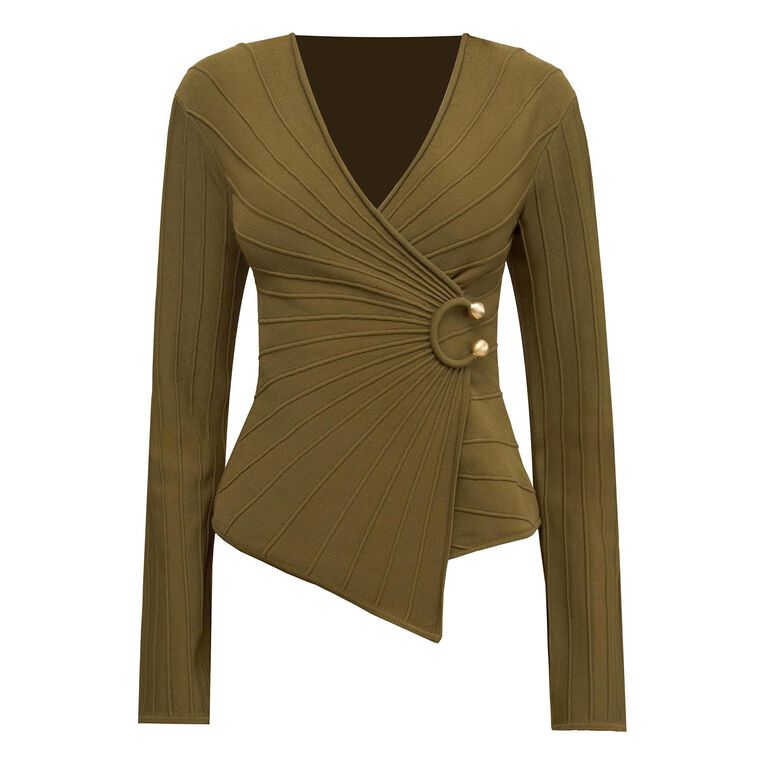 Collette Long Sleeve Top With Fixed Wrap Front image number null