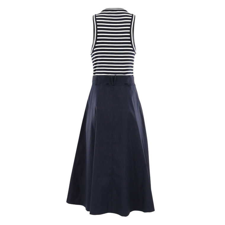 Jordan Striped Mixed-Media Midi Dress image number null