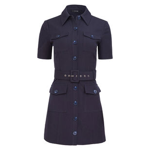 Lydia Short Sleeve Snap Front Belted Mini Dress