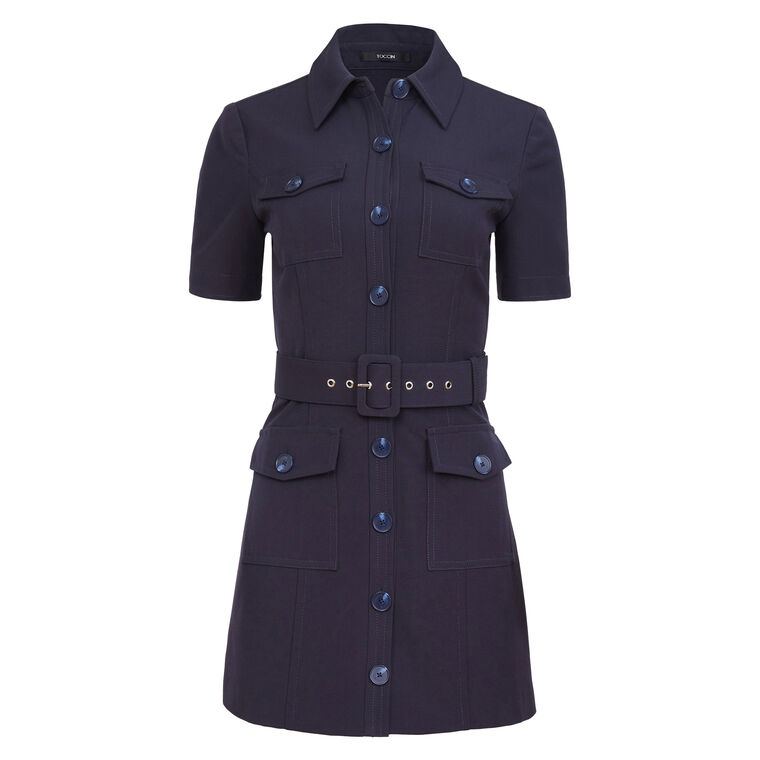 Lydia Short Sleeve Snap Front Belted Mini Dress image number null