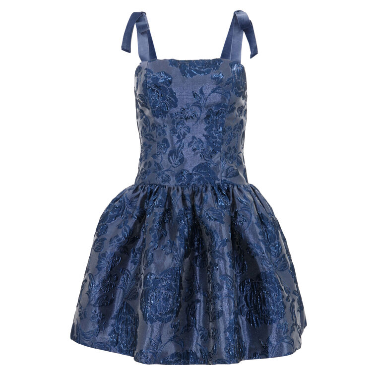 Maryann Tie-Shoulder Drop-Waist Mini Dress image number null