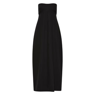 Wool Strapless Cocoon Midi Dress